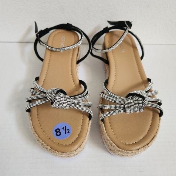 Top moda Knotted Rhinestone Wedge Sandals Bling Bling Platform Size 8,5 - Picture 1 of 9